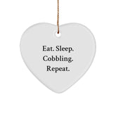 Cobbling Enthusiasts Gifts from Friends to Family - Eat. Sleep. Cobbling. Repeat. Heart Ornament for Christmas - Image 1